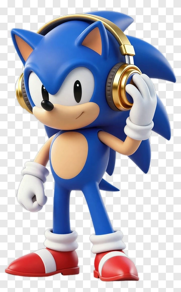 Sonic The Hedgehog Wearing Headphones PNG