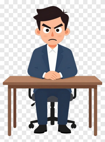 Angry Businessman Sitting At A Desk PNG