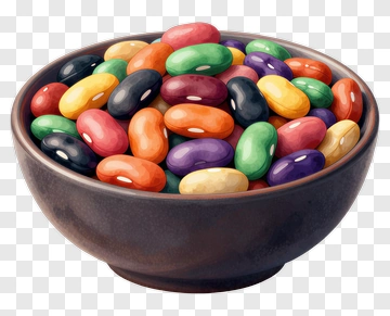 Colorful Jelly Beans In A Bowl PNG