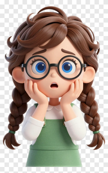 Cartoon Girl Looking Surprised PNG