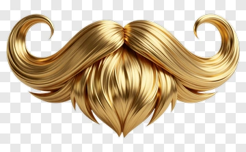 Golden Mustache Hair Design PNG