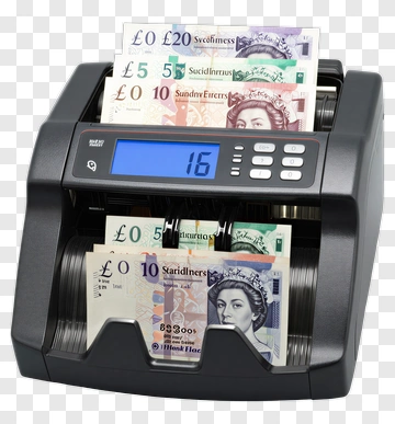 Money Counting Machine With British Pound Notes PNG