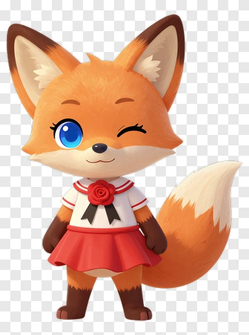 Cartoon Fox Character In A Dress PNG