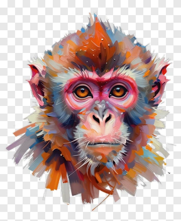 Colorful Monkey Portrait PNG