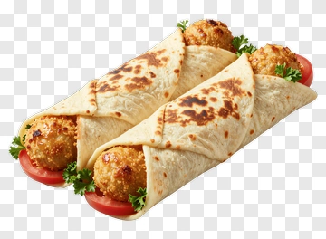 Delicious Wraps With Fried Balls And Fresh Vegetables PNG
