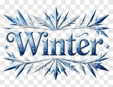 Winter Text With Snowflake Design PNG