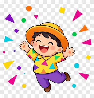 Happy Cartoon Boy Celebrating With Colorful Confetti PNG