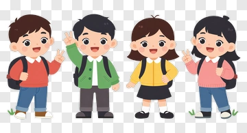 Cartoon Children Group Smiling And Posing PNG