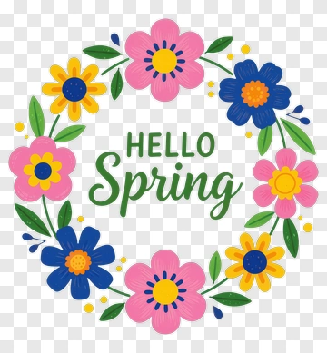 Hello Spring Floral Wreath PNG