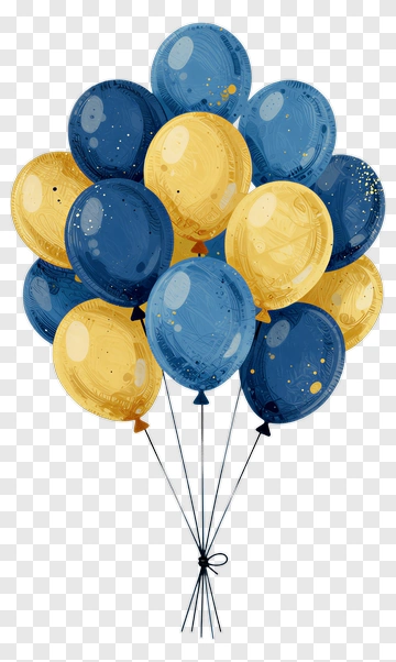 Colorful Balloons In Blue And Yellow PNG