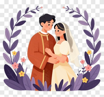 Wedding Couple Embracing In Floral Frame PNG