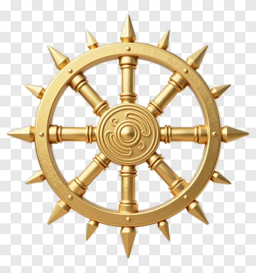 Golden Buddhist Dharma Wheel PNG