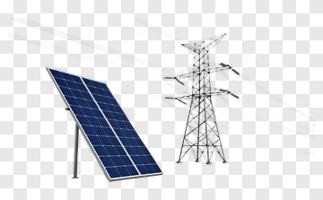 Solar Panel And Power Transmission Tower PNG