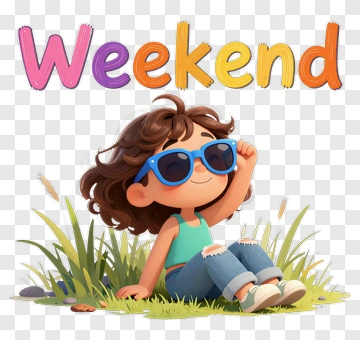 Cartoon Girl Enjoying The Weekend PNG