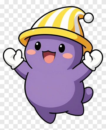 Cartoon Purple Character Wearing A Striped Hat PNG
