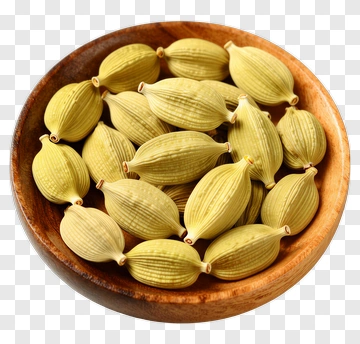 Cardamom Pods In A Wooden Bowl PNG