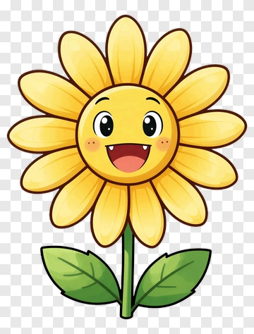 Cartoon Sunflower With A Happy Face PNG