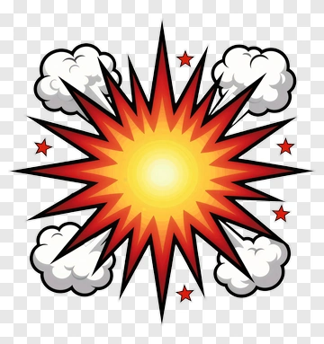 Cartoon Explosion With Clouds And Stars PNG