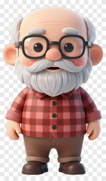 Cartoon Grandpa With Glasses PNG