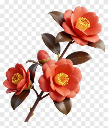 Colorful Camellia Flowers PNG