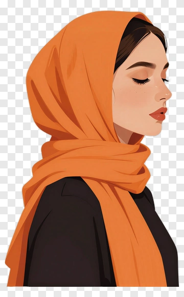Woman In Orange Hijab PNG