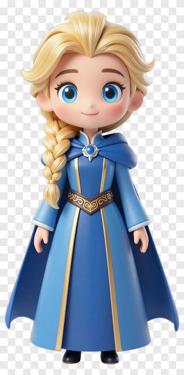 Cartoon Elsa Character In Blue Dress PNG