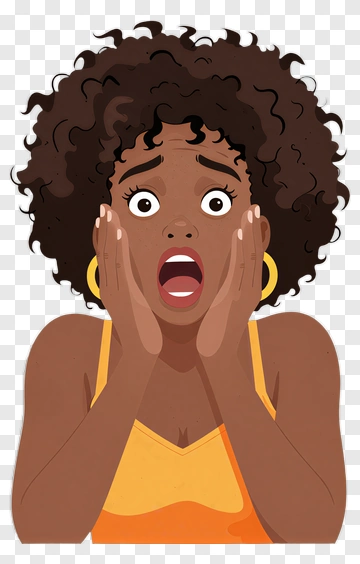 Surprised Woman With Curly Hair PNG