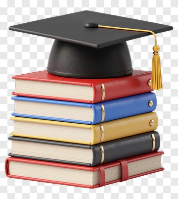 Graduation Cap On Stack Of Books PNG