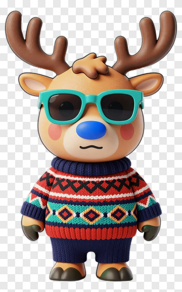 Cartoon Reindeer Wearing Sunglasses And A Sweater PNG
