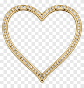 Golden Heart Frame With Diamonds PNG