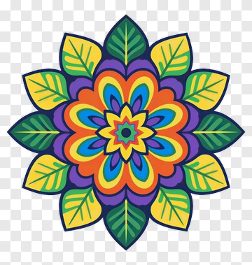Colorful Floral Mandala Design PNG