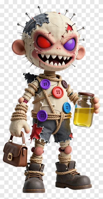 3D Doll Holding A Jar PNG