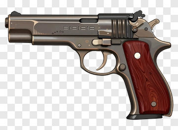 Realistic Handgun With Wooden Grip PNG