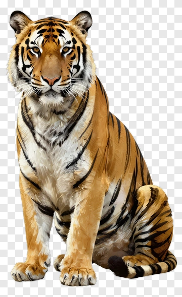 Realistic Sitting Tiger PNG