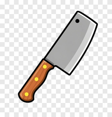 Cartoon Cleaver With Wooden Handle PNG