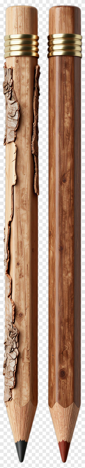 Wooden Pencils With Unique Textured Design PNG