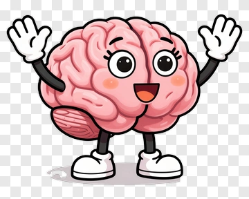 Cartoon Brain Character With Raised Arms PNG