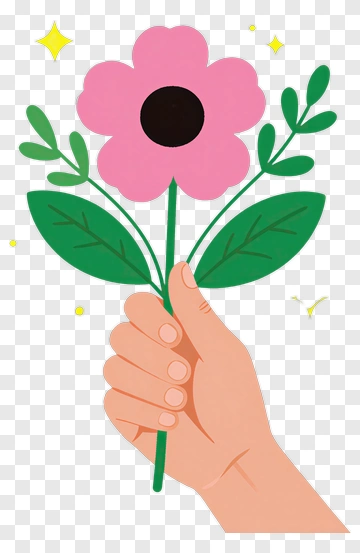 Hand Holding A Pink Flower PNG