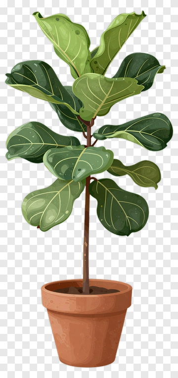 Fiddle Leaf Fig Plant In A Pot PNG