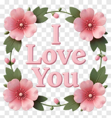 I Love You Floral Design PNG