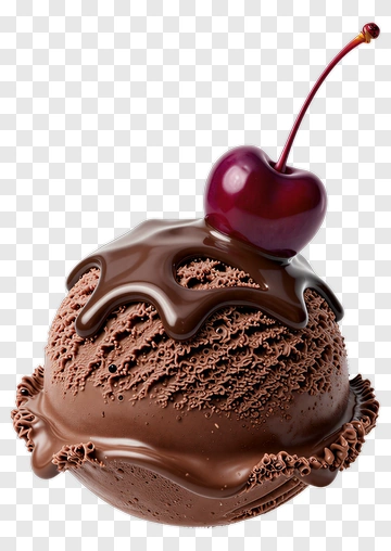 Chocolate Ice Cream With Cherry On Top PNG