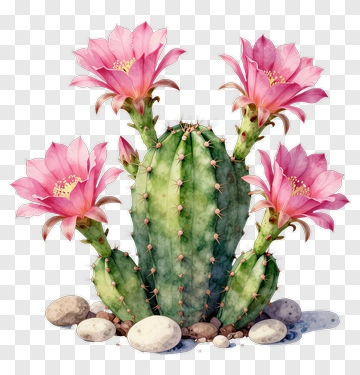 Cactus With Pink Flowers PNG