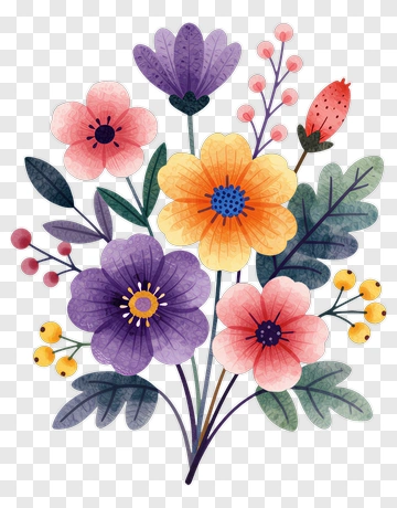 Colorful Flower Bouquet PNG