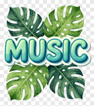 Music With Tropical Leaves PNG