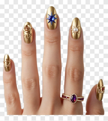 Decorative Gold Nails With Rings PNG