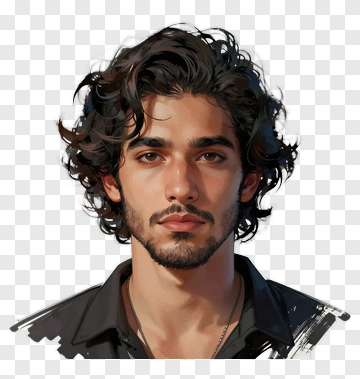 Portrait Of A Young Man With Curly Hair PNG