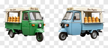 Food Cart With Ice Cream In Green And Blue Tuk-Tuks PNG