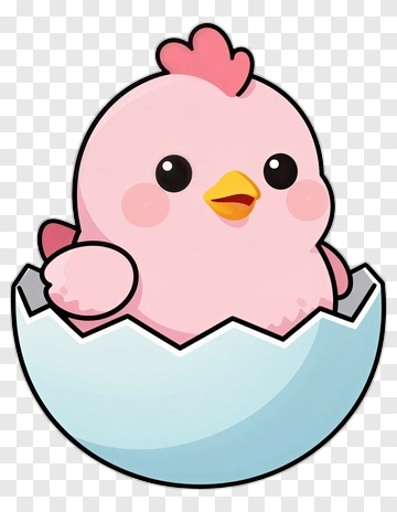 Cute Pink Chick Emerging From Eggshell PNG