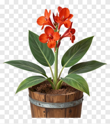 Orchid Plant In Wooden Pot PNG
