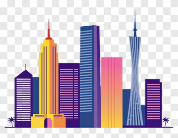 Colorful City Skyline Illustration PNG